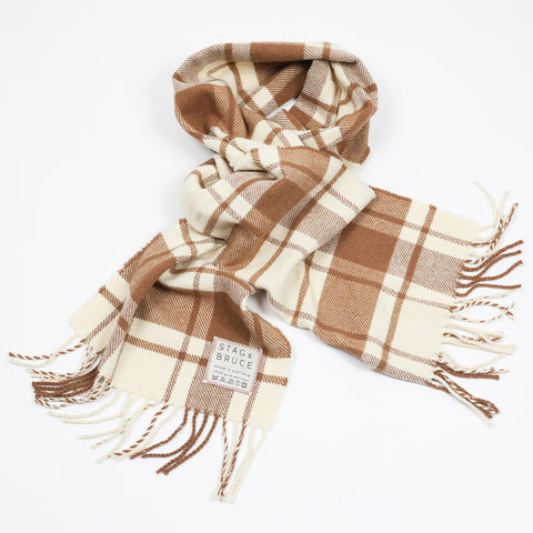 Wool scarf in cream and brown